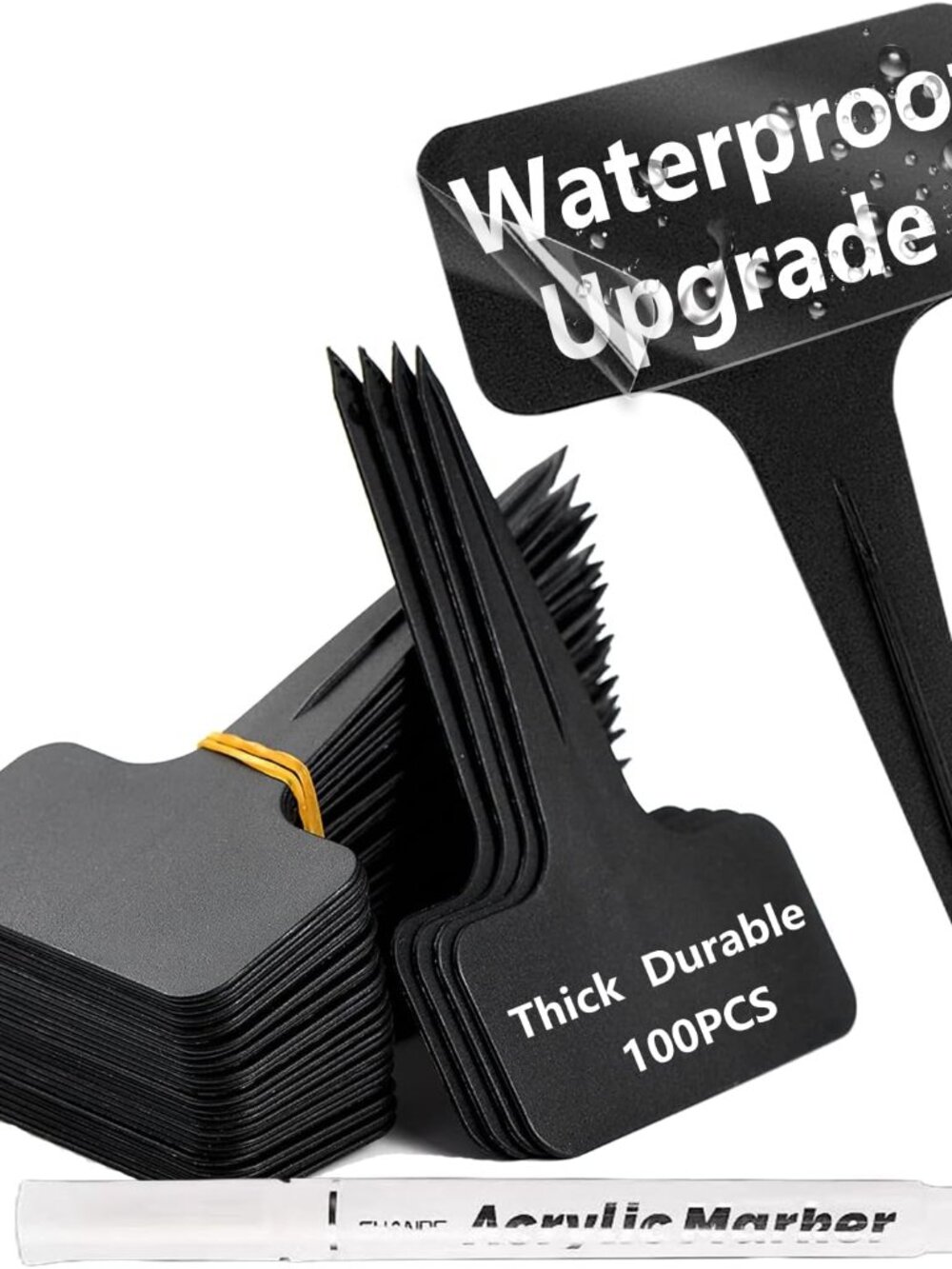 100 Pcs Waterproof Black Durable Plastic Plant Outdoor Garden Labels Nursery Mar